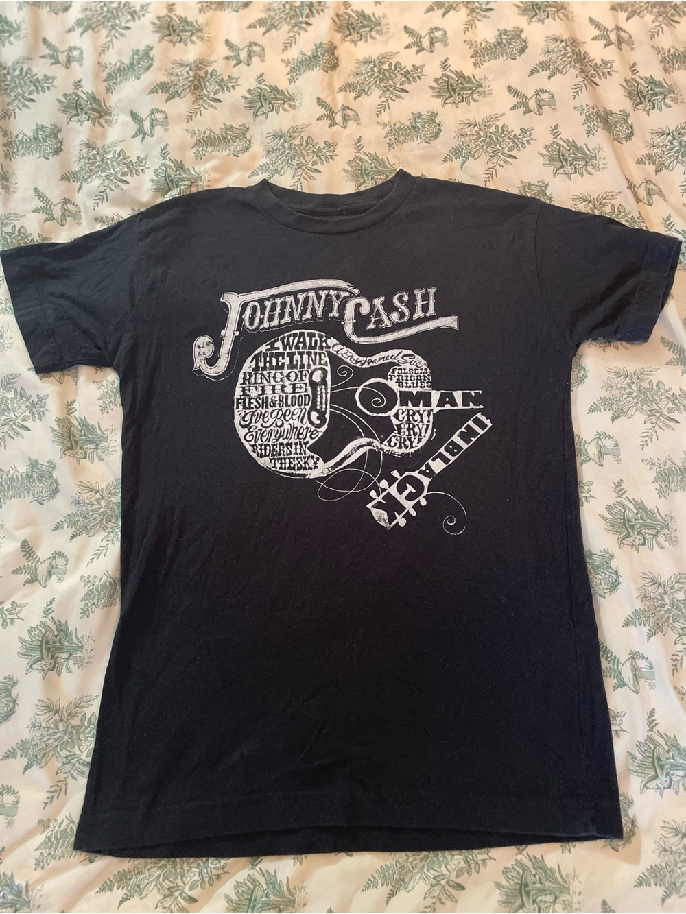 Ash Black Johnny Cash Guitar Graphic Tee